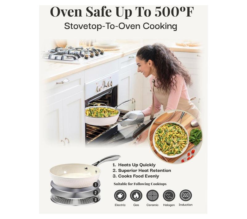 Gotham Steel Hammered Cream 15 Piece Cookware and Bakeware Set — View 6