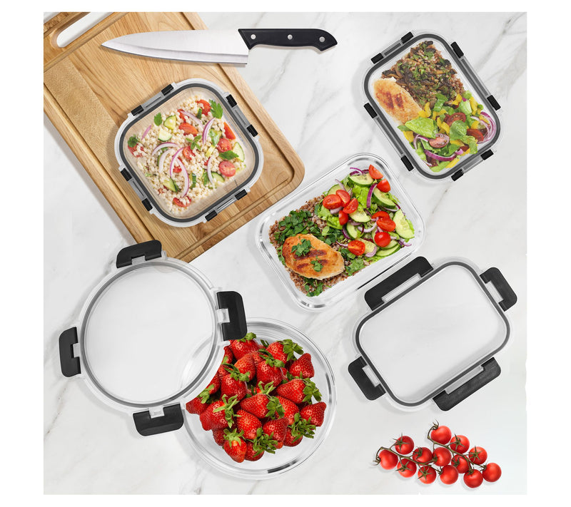 Sorbus Glass Food Containers with Lids 8-Pack 2Variety Set — View 3
