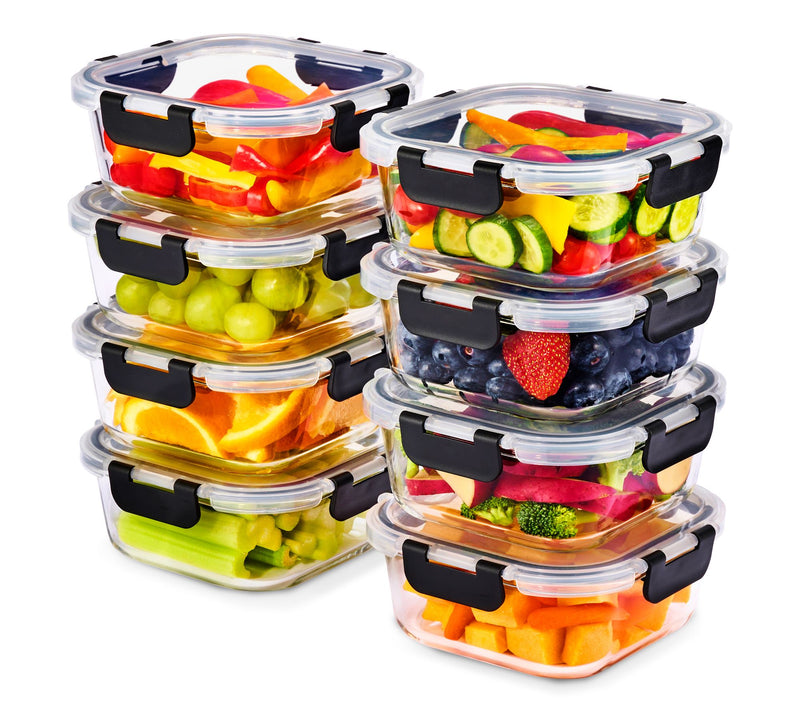 Sorbus Square Glass Food Containers with Airtight Lids 8-Pack — Main view