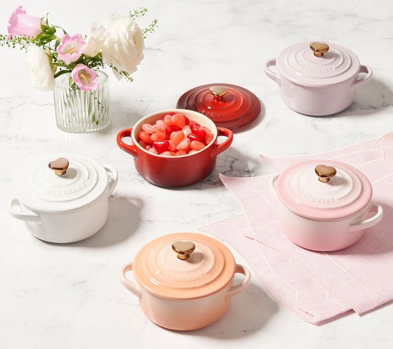 Le Creuset 8-oz. Mini Round Cocotte with Rose Gold Heart Knob — View 2