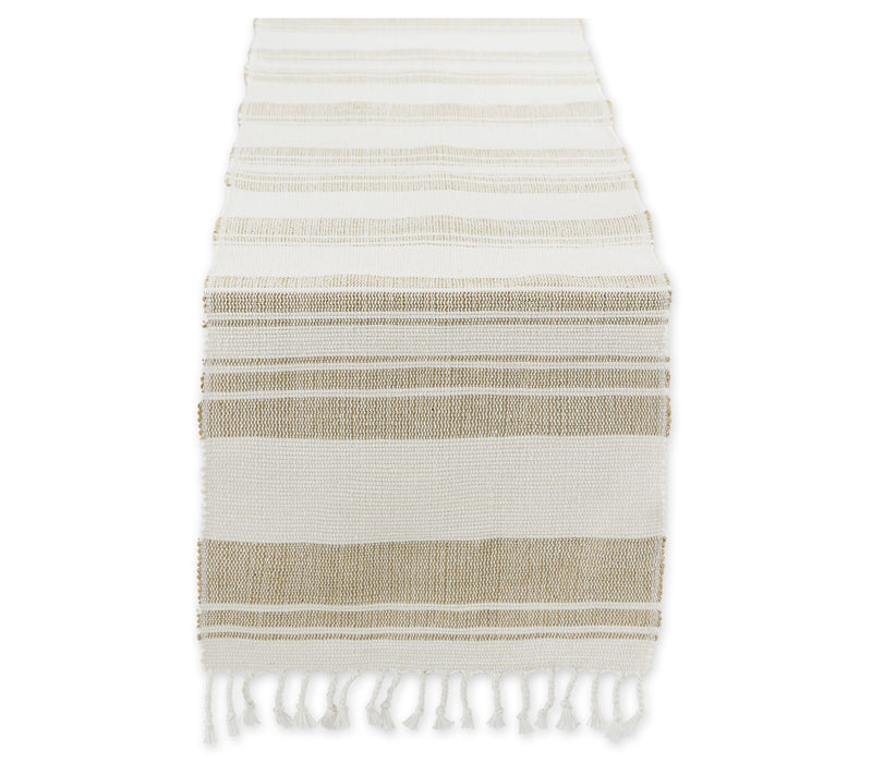 Design Imports Coastal Sands Stripe Cotton JuteTable Runner — View 5
