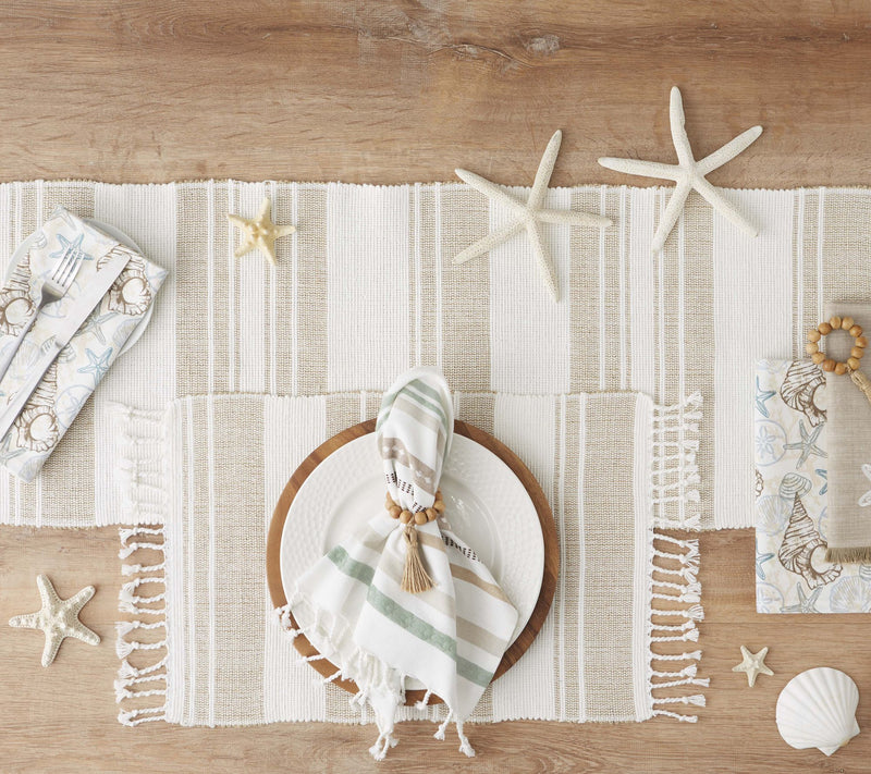 Design Imports Coastal Sands Stripe Cotton JuteTable Runner — View 2