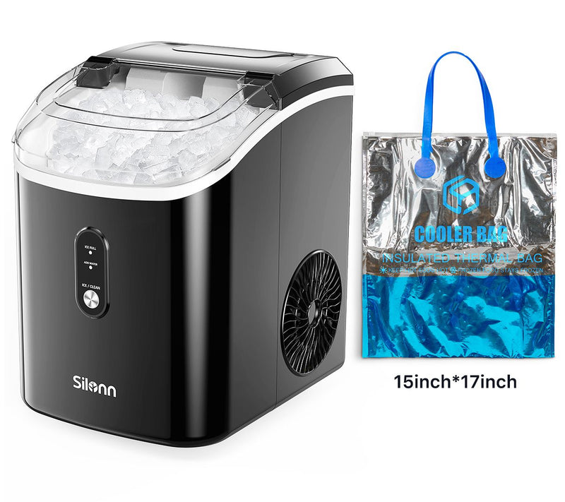 Silonn 33-lb Nugget Ice Maker Self-Cleaning w/Cooler Bag — View 9