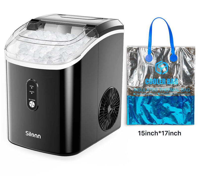 Silonn 33-lb Nugget Ice Maker Self-Cleaning w/Cooler Bag — Main view