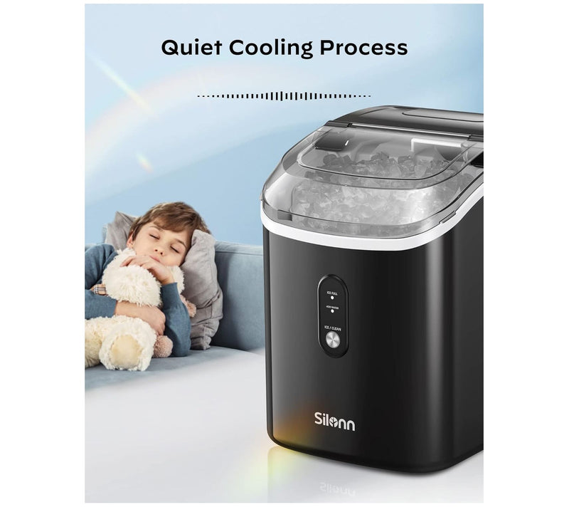 Silonn 33-lb Nugget Ice Maker Self-Cleaning w/Cooler Bag — View 2