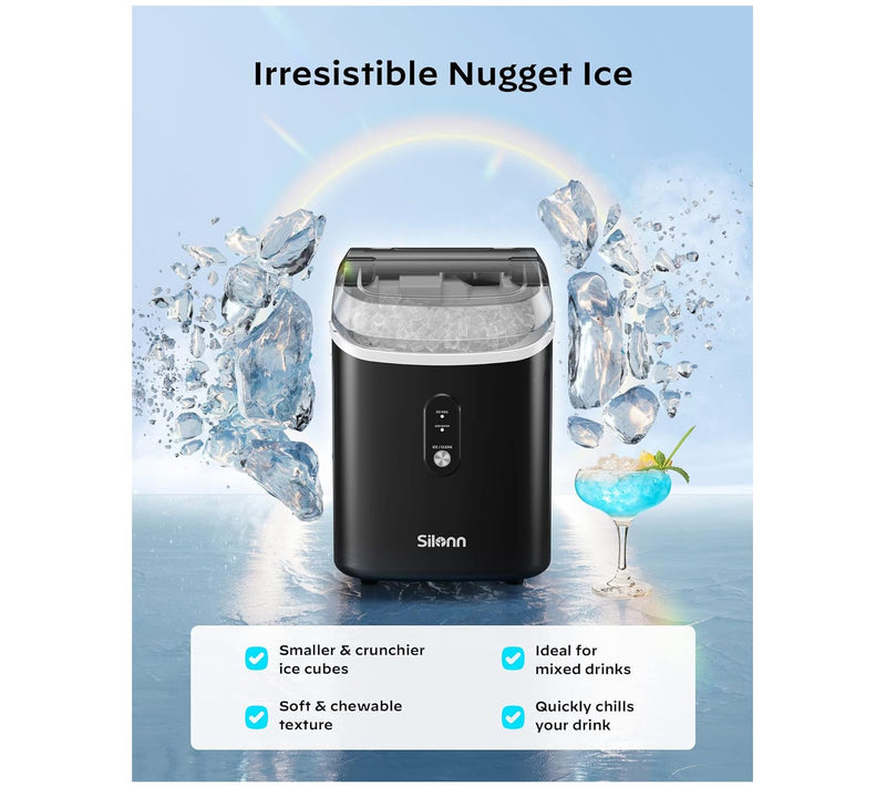 Silonn 33-lb Nugget Ice Maker Self-Cleaning w/Cooler Bag — View 5