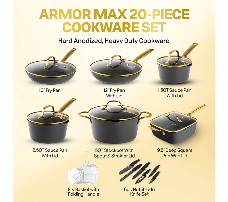 Granitestone Armor Max Gold 20 Piece Cookware and Bakeware Set — View 2