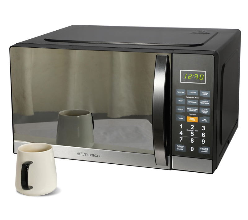 Emerson 1.1 Cu Ft Stainless Mirror Finish Counterop Microwave — View 2