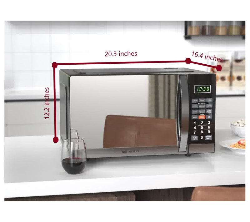 Emerson 1.1 Cu Ft Stainless Mirror Finish Counterop Microwave — View 7