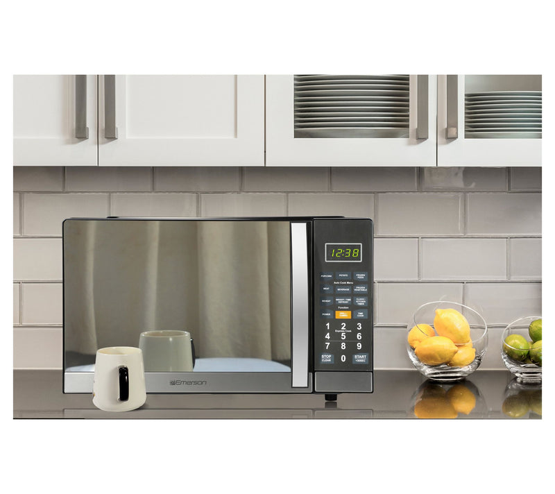 Emerson 1.1 Cu Ft Stainless Mirror Finish Counterop Microwave — View 8