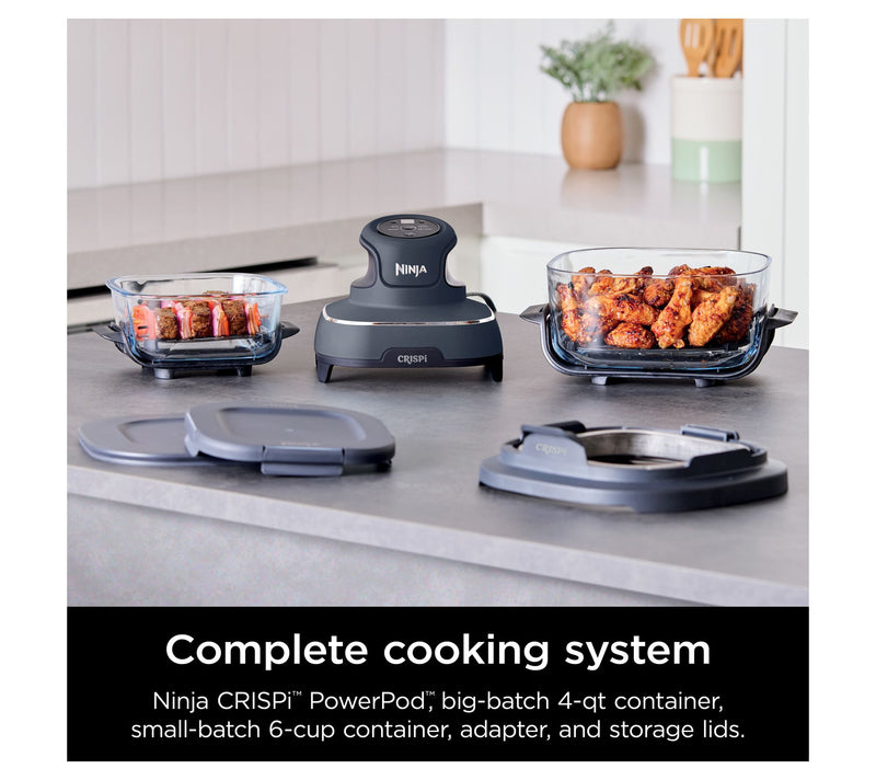 Ninja Crispi 4- in-1 Portable G lass Air Fryer Cooking System — View 3