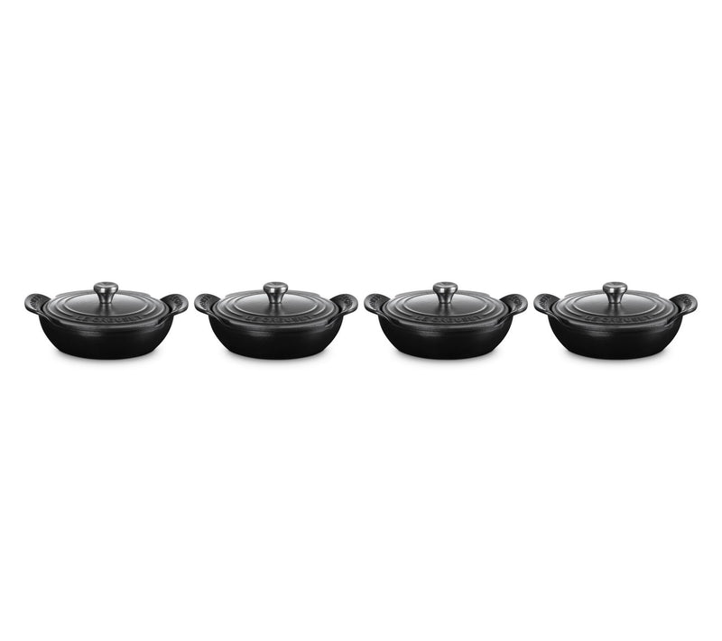Le Creuset Set of 4 Mini Round Braiser 1/3 QT SS Knob — View 3
