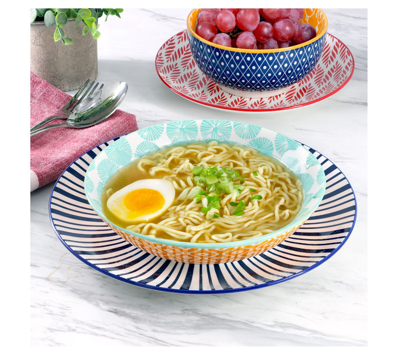 Elama Giovanna 16 Piece Porcelain Double Bowl Dinnerware Set — View 6
