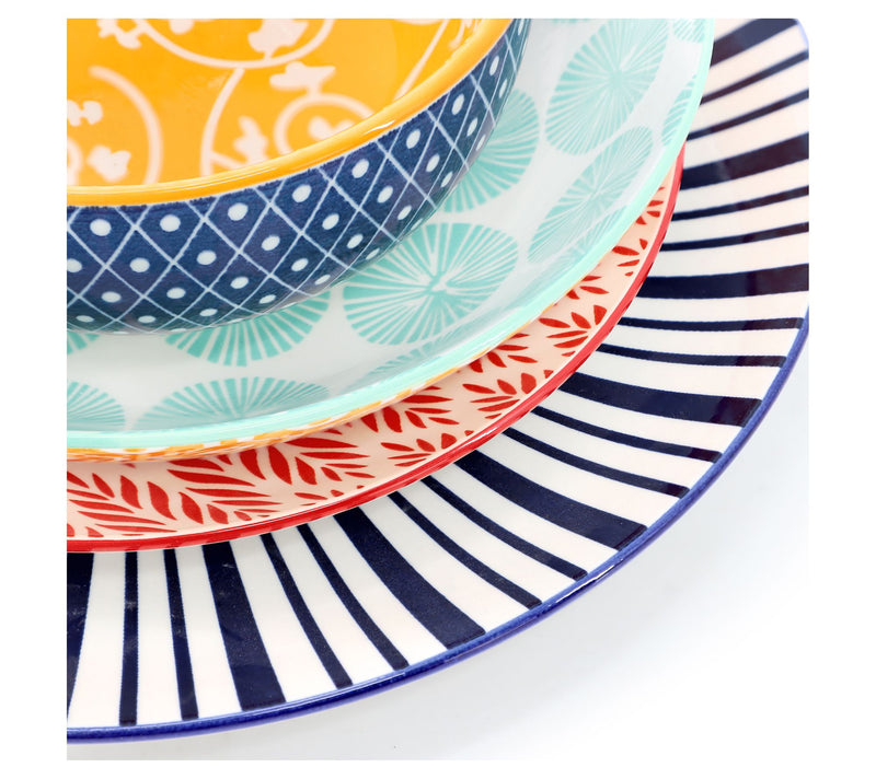 Elama Giovanna 16 Piece Porcelain Double Bowl Dinnerware Set — View 5