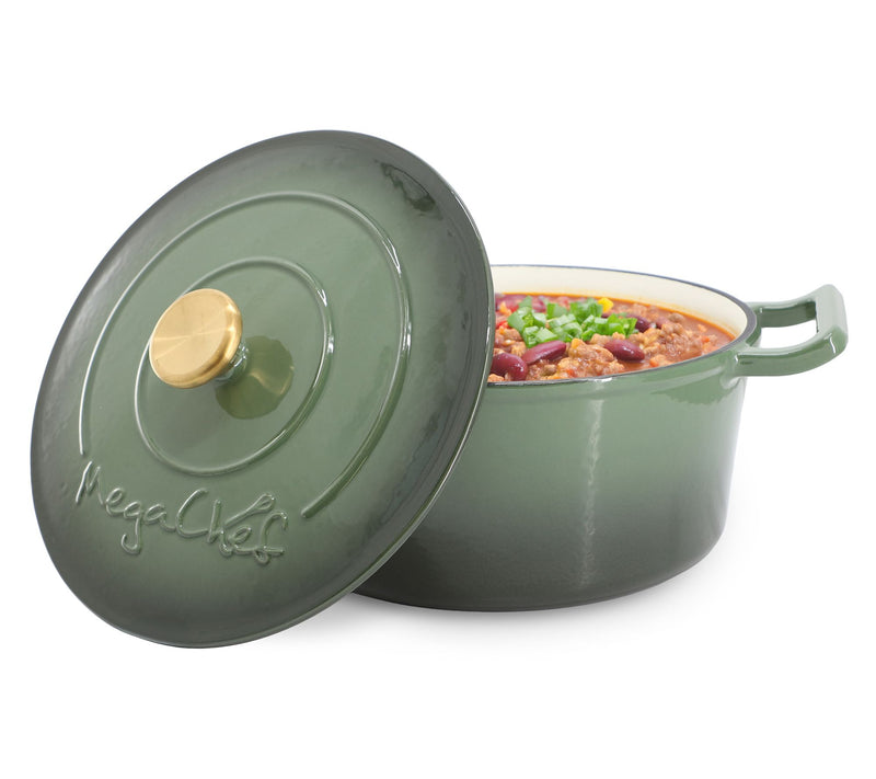 MegaChef 5.3 Qt. Cast Iron Casserole w/ Self Basting Lid — View 5