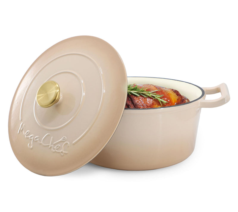 MegaChef 5.3 Qt. Cast Iron Casserole w/ Self Basting Lid — View 7