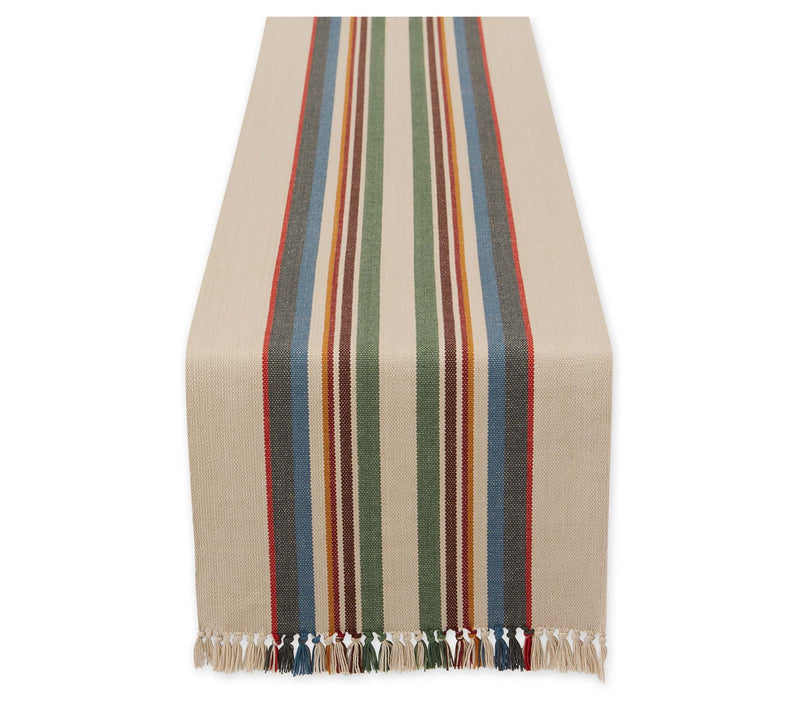 Design Imports Canyon Creek Stripe Fringe TableRunner 14x74 — View 4