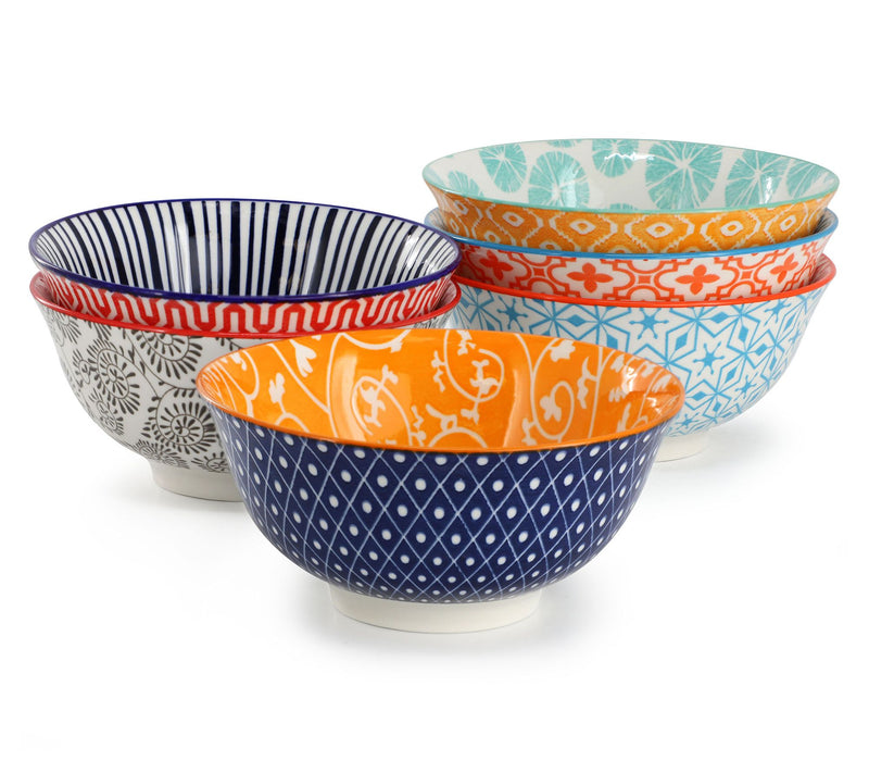 Elama Roxey 6 Piece Assorted Design 20oz Porcelain Footed Bowl — View 10