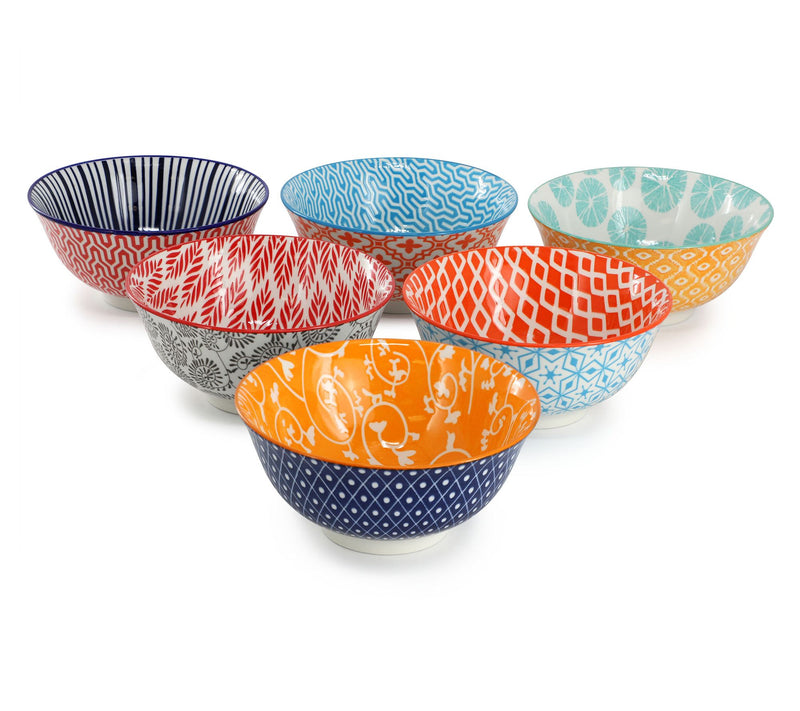 Elama Roxey 6 Piece Assorted Design 20oz Porcelain Footed Bowl — View 2