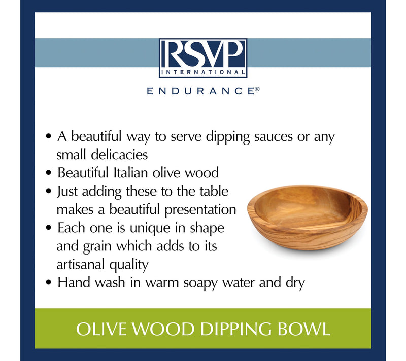 RSVP Olive Wood Dipping Bowl — View 7