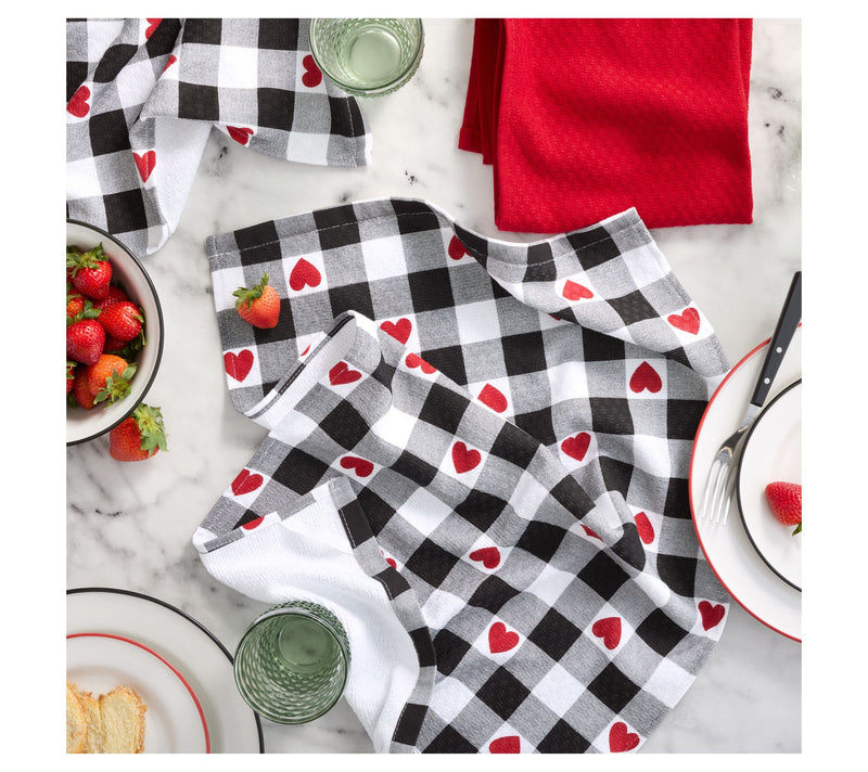 MARTHA STEWART Love Check Decorative Kitchen Towel 3-Pack Set — View 3