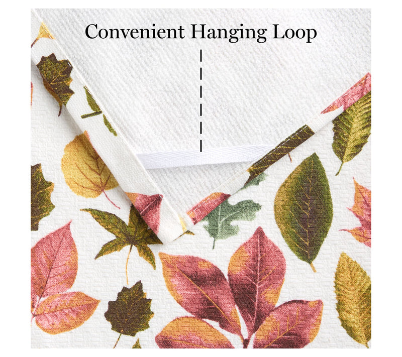 MARTHA STEWART Harvest Falling Leaves Kitchen Towel 3-Pack Set — View 4