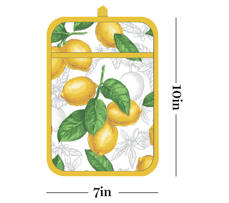 MARTHA STEWART Lemons Towel, Oven Mitt & Pot Holder 4-Pack Set — View 6