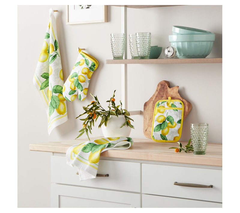 MARTHA STEWART Lemons Towel, Oven Mitt & Pot Holder 4-Pack Set — View 2