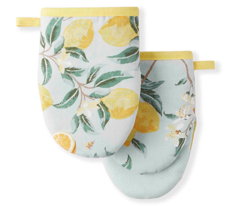 MARTHA STEWART Lemon Whimsy Mini Oven Mitt 2-Pack Set — Main view