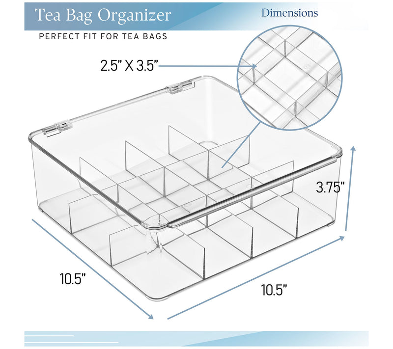 Sorbus Set of 2 Tea Bag Organizer with 12 Slotsand Lid — View 3
