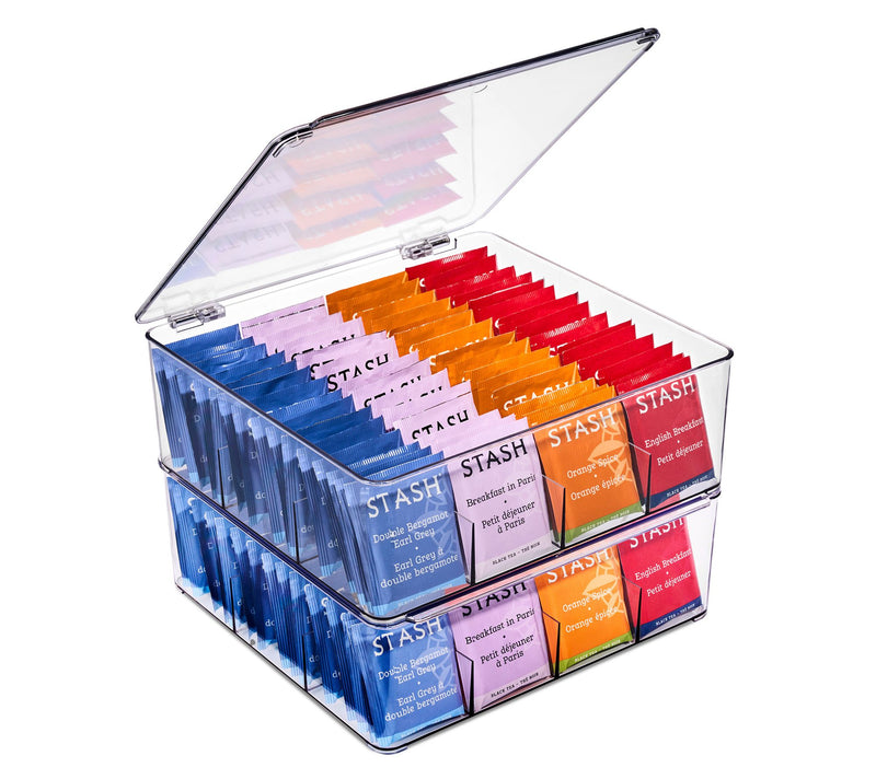 Sorbus Set of 2 Tea Bag Organizer with 12 Slotsand Lid — Main view