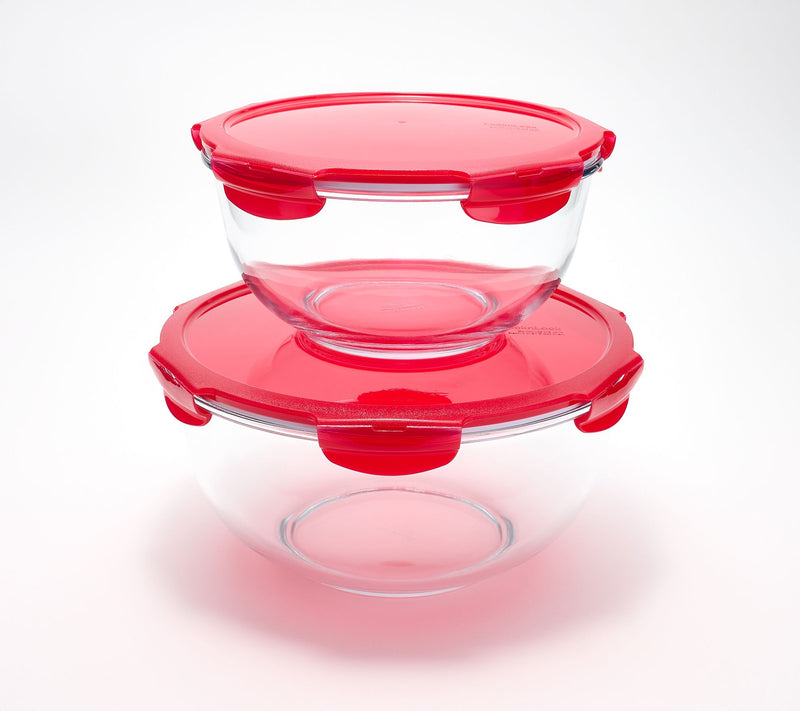 LocknLock 2-Piece Glass Mixing Bowls w/ Locking Lids — Main view