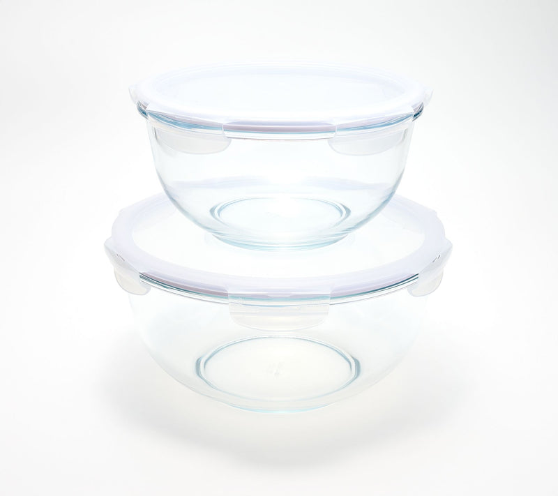LocknLock 2-Piece Glass Mixing Bowls w/ Locking Lids — View 10