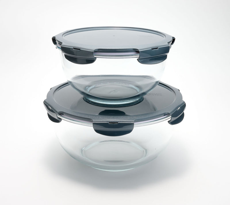 LocknLock 2-Piece Glass Mixing Bowls w/ Locking Lids — View 12