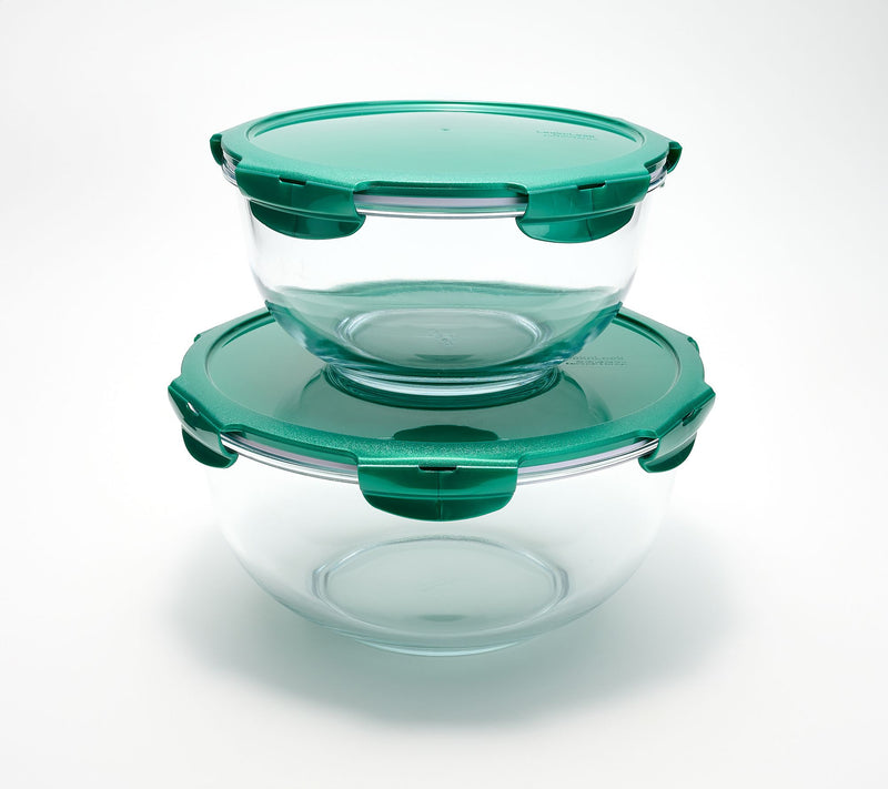 LocknLock 2-Piece Glass Mixing Bowls w/ Locking Lids — View 14