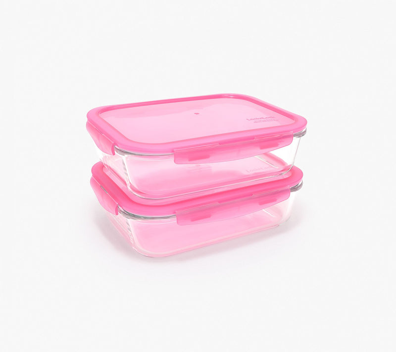 LocknLock Set of (2) 6-Cup Glass Rectangle Storage Set — View 9
