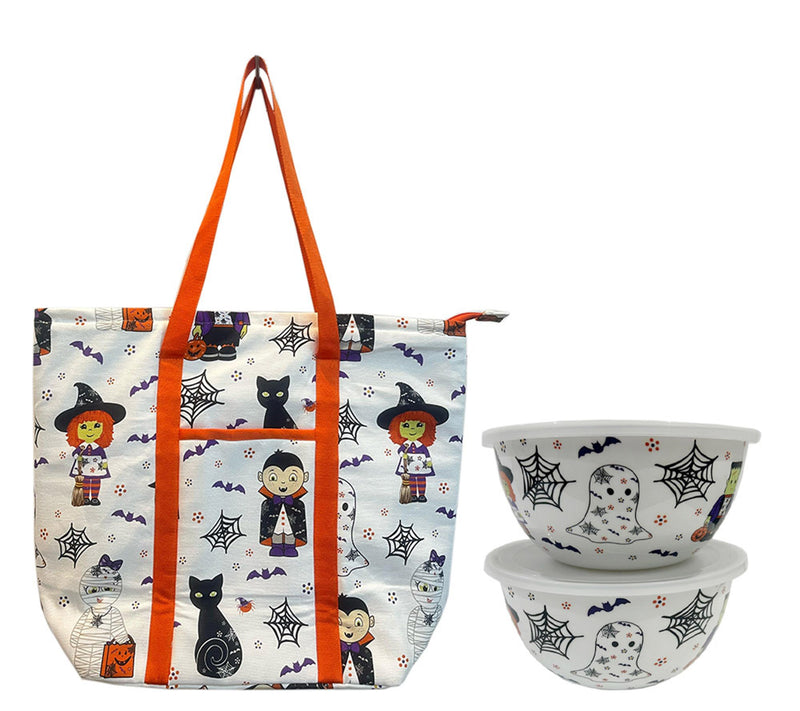 Temp-tations Insulated Tote w/ 3-qt & 4-qt Stainless Bowls w/ Plastic Lids — Main view