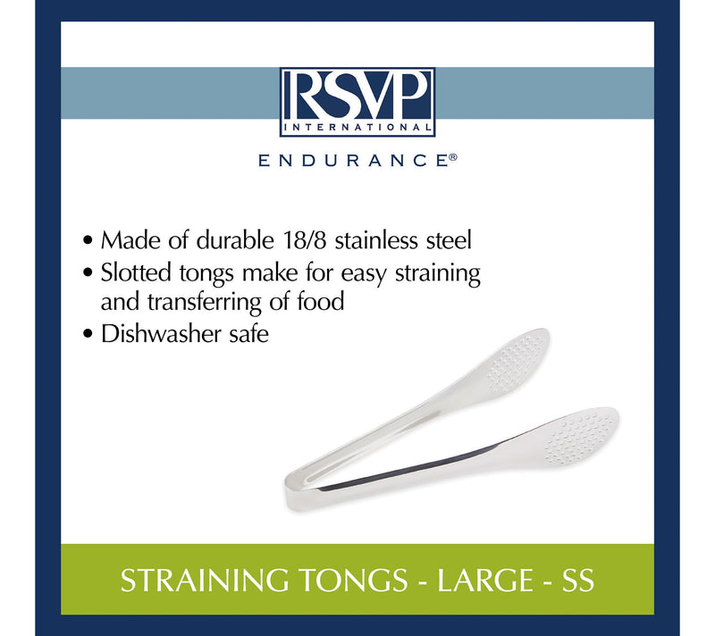 RSVP Large Stainless Steel Straining Tongs — View 5