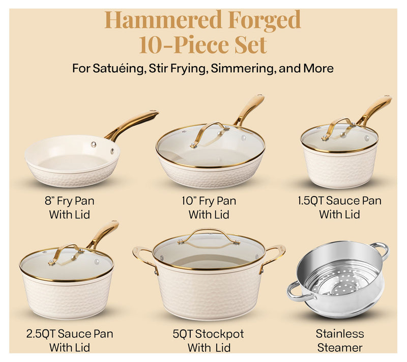 Gotham Steel 10-Piece Hammered Nonstick CeramicCookware Set — View 2