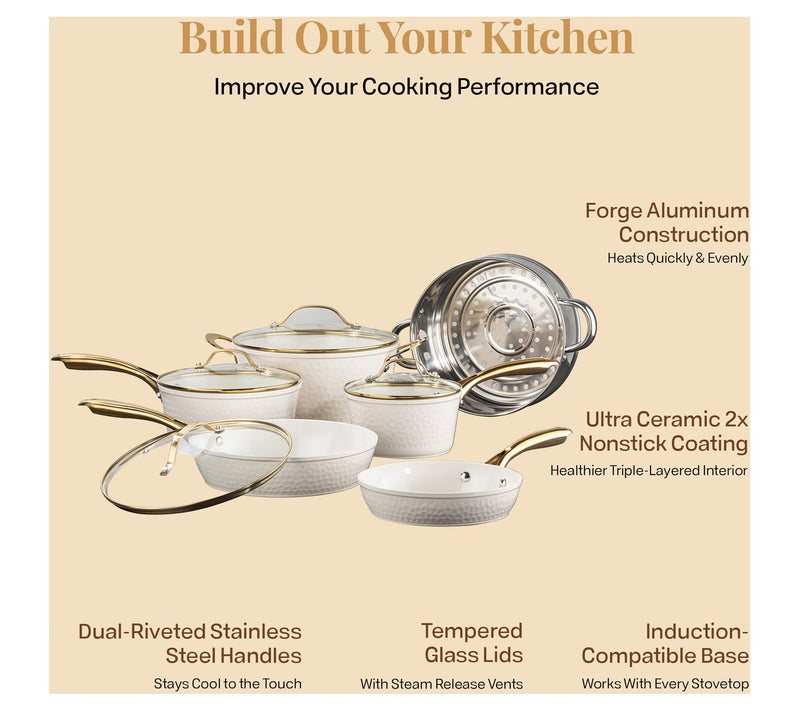 Gotham Steel 10-Piece Hammered Nonstick CeramicCookware Set — View 6