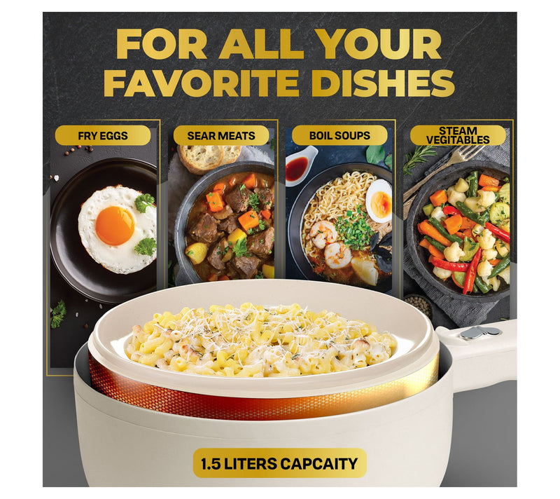 Ceramax Electric Hot Pot 1.5qt Nonstick Mini Cooker with Lid — View 3