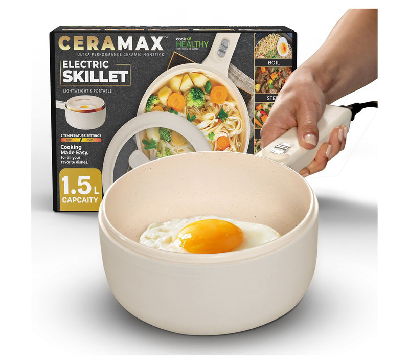 Ceramax Electric Hot Pot 1.5qt Nonstick Mini Cooker with Lid — View 8
