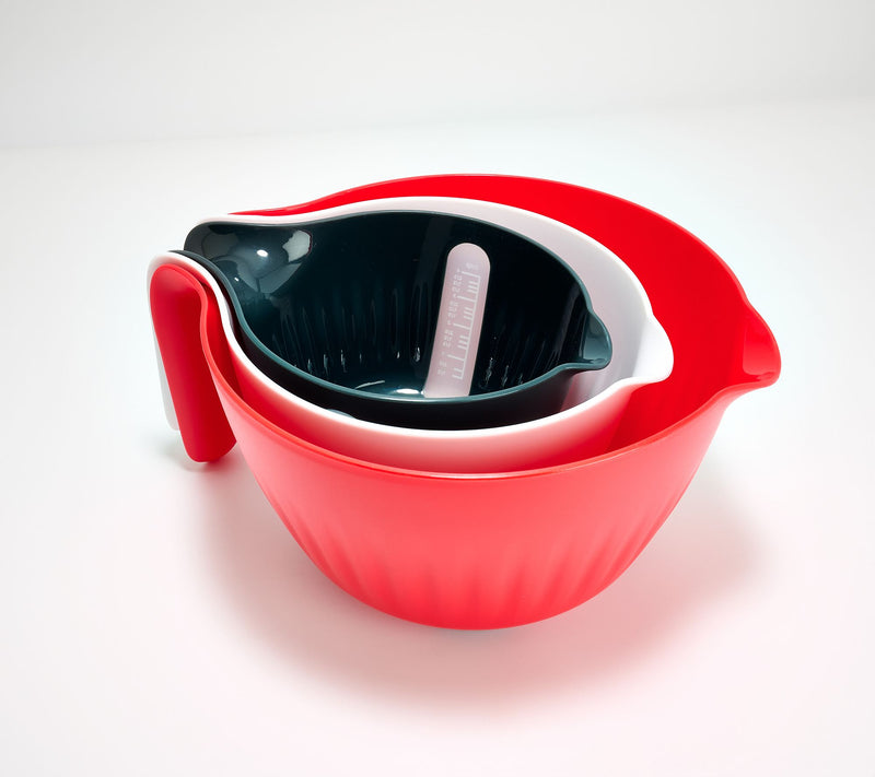 Prepology 3-Pc Nestable Mixing Bowl & Colander Set w/ Handles — Main view
