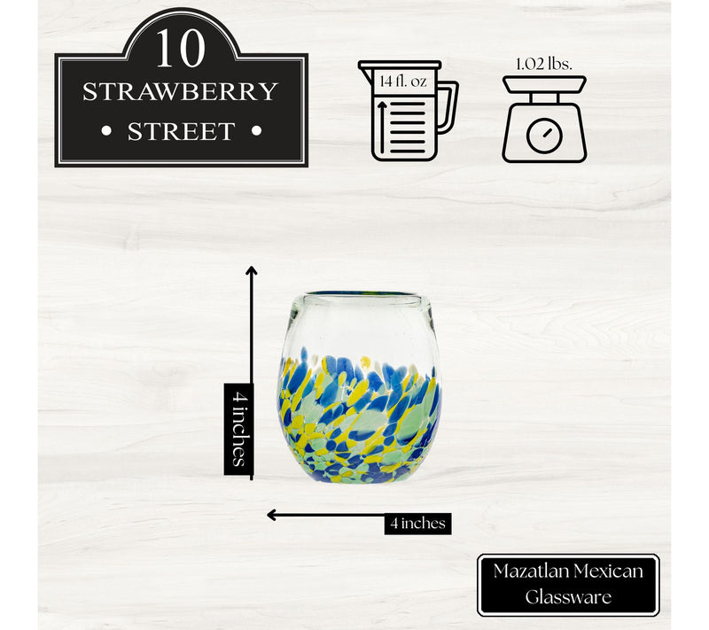 10 Strawberry Street S/4 Mazatlan Mexican GlassStemless Wine — View 4