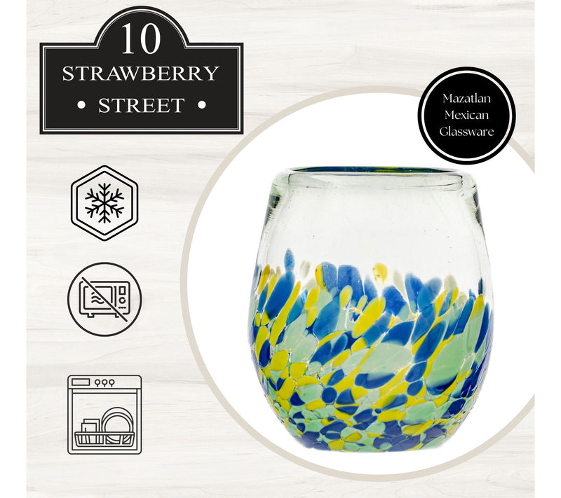 10 Strawberry Street S/4 Mazatlan Mexican GlassStemless Wine — View 3