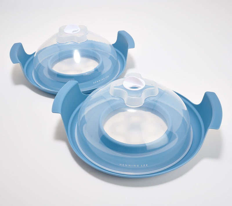 Henning Lee Set of 2 Microwave Plate Caddies w/ Vented Lids — View 10