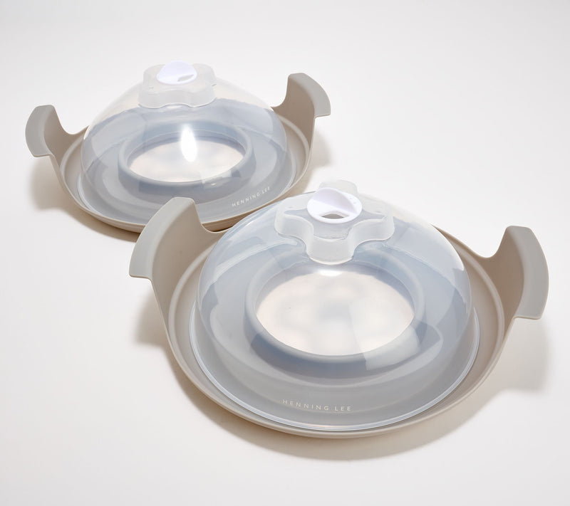 Henning Lee Set of 2 Microwave Plate Caddies w/ Vented Lids — View 5