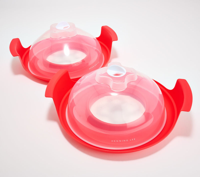 Henning Lee Set of 2 Microwave Plate Caddies w/ Vented Lids — View 9
