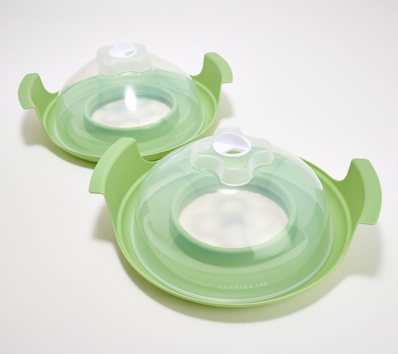 Henning Lee Set of 2 Microwave Plate Caddies w/ Vented Lids — View 7