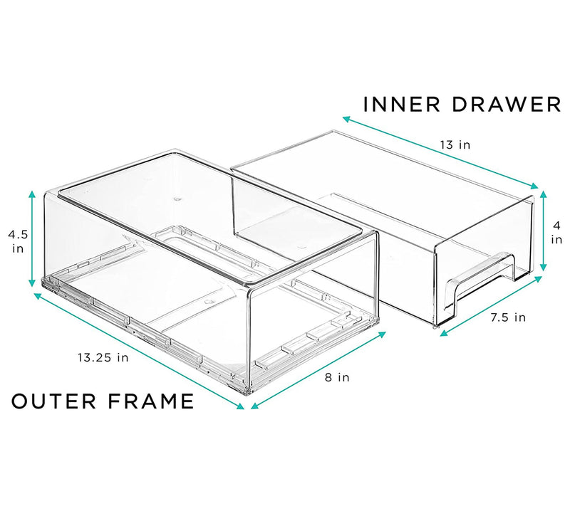 Sorbus 4-Pack Medium Clear Plastic Pull Out Drawer Organizers — View 4